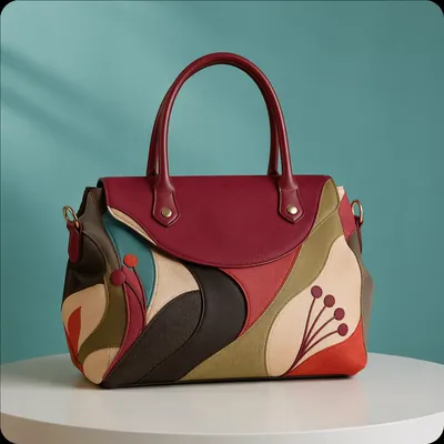 Luxury Leather Handbag on Aqua Studio Backdrop