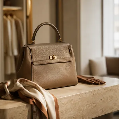 Luxury Leather Handbag in Boutique Dressing Room