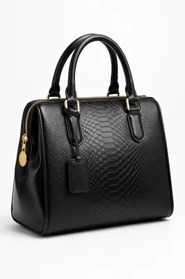 Luxury Black Leather Handbag with Gold Hardware