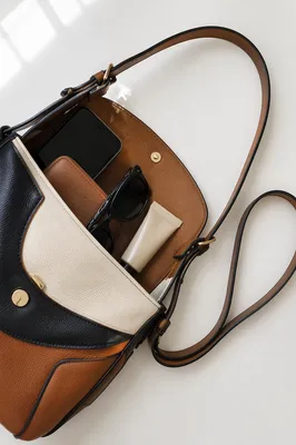 Luxury Leather Handbag Flat Lay