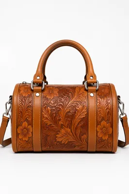 Luxury Caramel Leather Handbag Studio Portrait