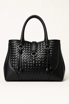 Elegant Black Woven Leather Handbag