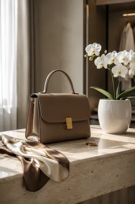 Luxury Leather Handbag in Minimalist Boutique