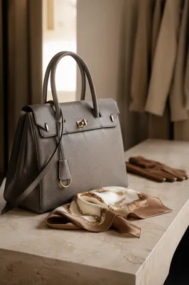 Luxury Leather Handbag in Boutique Morning Light