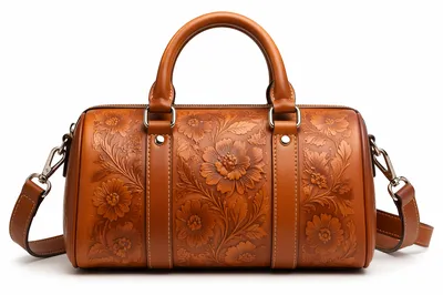 Luxury Caramel Embossed Leather Handbag