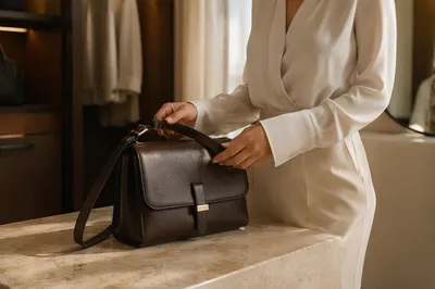 Luxury Leather Handbag in Boutique Light