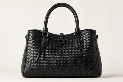 Elegant Black Woven Leather Handbag