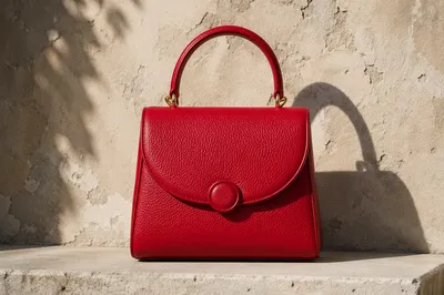Luxury Red Leather Handbag in Sunlight