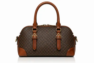 Elegant Brown Leather Satchel Handbag
