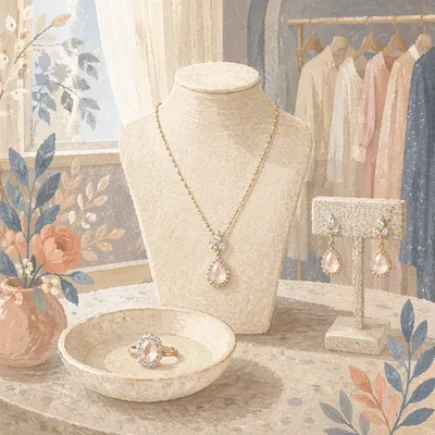 Elegant Jewelry Display in Soft Morning Light