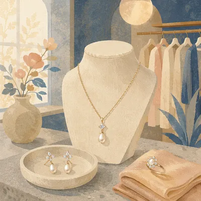 Elegant Jewelry Display in Soft Morning Light