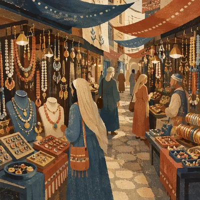 Warm Jewelry Market Alley Display Scene
