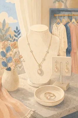 Elegant Jewelry Display in Soft Morning Light
