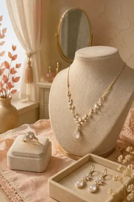 Elegant Jewelry Display in Soft Morning Light