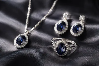 Elegant Sapphire Jewelry Display on Satin