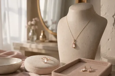 Elegant Jewelry Display in Boutique Morning Light