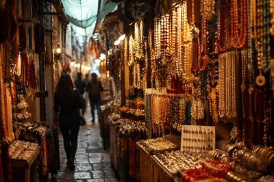 Warm Jewelry Market Alley Display Scene