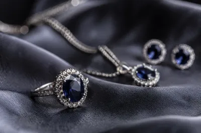 Elegant Sapphire Jewelry Display on Satin