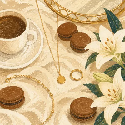 Elegant Gold Jewelry on Ivory Satin