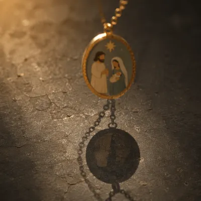 Elegant Gold Pendant Shadow on Stone