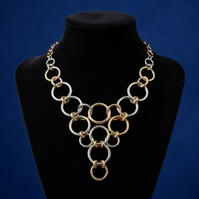 Elegant Gold Silver Ring Necklace