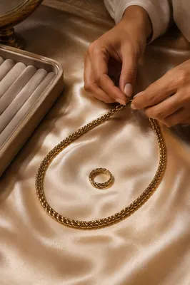 Elegant Gold Necklace and Ring Editorial