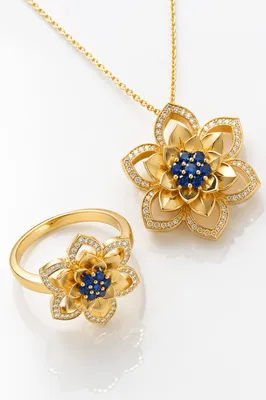 Elegant Gold Floral Jewelry Set