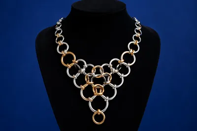 Elegant Gold Silver Ring Necklace Display
