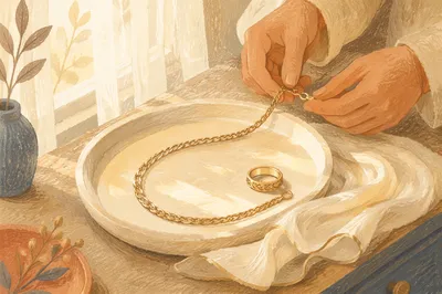 Elegant Gold Necklace and Ring Still Life