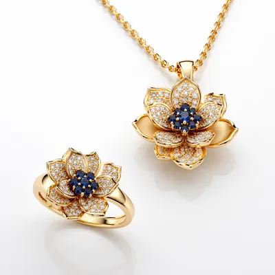 Elegant Gold Floral Jewelry Set