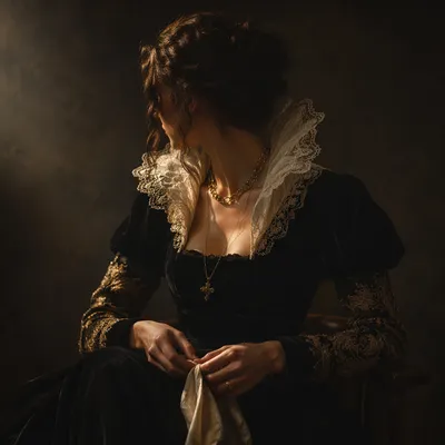 Elegant Gold Jewelry Renaissance Fashion Portrait