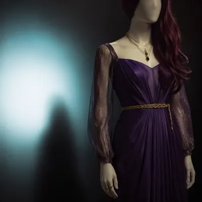 Elegant Gold Jewelry on Violet Evening Dress