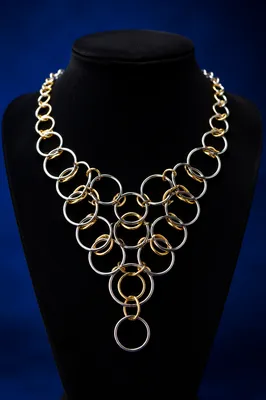 Elegant Gold Silver Ring Necklace Display