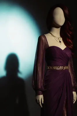 Elegant Gold Jewelry on Violet Evening Dress
