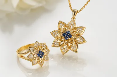 Elegant Gold Floral Necklace and Ring