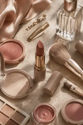 Elegant Makeup Vanity Flat Lay Close Up