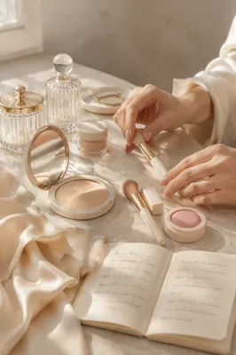 Elegant Vanity Makeup Close Up