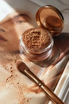 Luxury Bronze Makeup Flat Lay Close Up