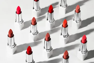 Minimal White Lipsticks Beauty Flat Lay