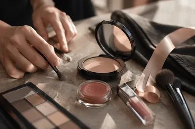 Elegant Backstage Makeup Table Close Up