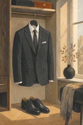 Elegant Mens Business Suit on Hanger