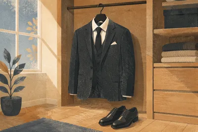 Tailored Mens Business Suit in Dressing Room