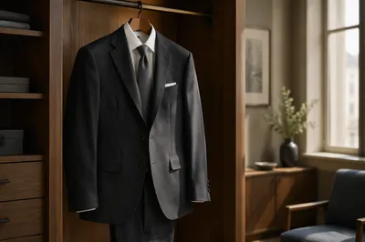 Elegant Mens Business Suit on Hanger