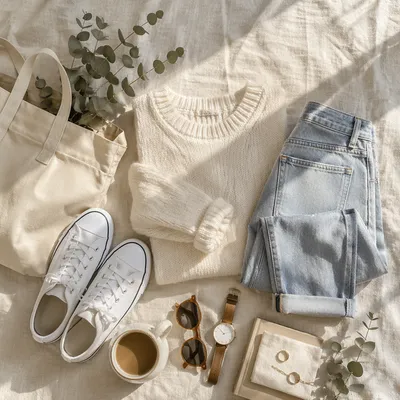 Casual Weekend Outfit Flat Lay Scene