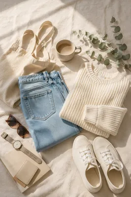 Casual Weekend Outfit Flat Lay Scene