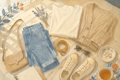 Casual Weekend Outfit Flat Lay Scene