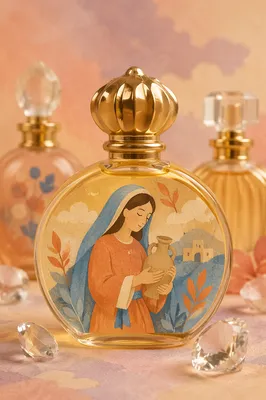 Elegant Golden Perfume Bottle Still Life