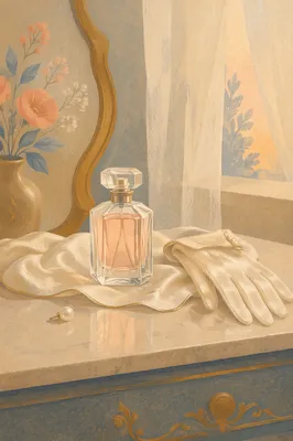 Elegant Crystal Perfume on Silk Vanity