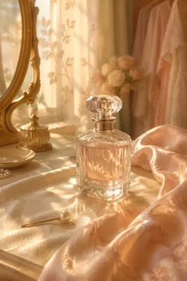 Elegant Crystal Perfume on Satin Vanity