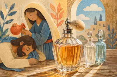 Elegant Amber Perfume Bottles in Soft Light